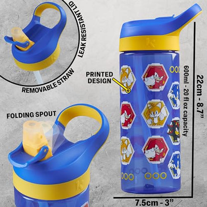 Get Trend Sonic the Hedgehog Kids Lunch Box 3 Pc Set with Insulated Lunch Bag, Bento Box with Two Mini Pots & 20 fl oz Water Bottle with Straw for School, Picnic, Gamer Gifts for Boys (Blue Sonic) - color: Blue Sonic