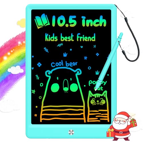 BUKEBU LCD Writing Tablet,10.5 inch Colorful Doodle Board for Kids (Blue) | Kids drawing painting pad; radiation-free no glare; eye-friendly learning toy; gift for girls aged 3 to 6 years - color: Blue, size: 7"W x 10.4"H