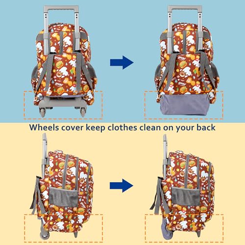 seastig Rolling Backpack 18in Double Handle Backpack Kids Wheeled Backpack Roller Backpack with Lunch Bag Set Girls Boys - color: Hamburg
