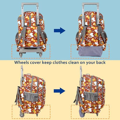seastig Rolling Backpack 18in Double Handle Backpack Kids Wheeled Backpack Roller Backpack with Lunch Bag Set Girls Boys - color: Hamburg