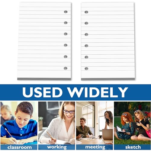 Ireer 6 Hole Mini Lined Paper Refill 200 Sheets Blank Planner Refills Loose Leaf Papers 3 x 5 Inches for Binders Planner Inserts Mini Ruled Filler Books Memo Papers Notebooks(White) - color: White