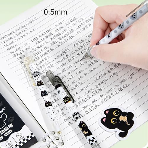 MOZXIRZ 4 Pcs Cute Mechanical Pencils with Eraser 0.5mm Cartoon Cat Mechanical Pencil School Pencil for Women (6pcs Cat) - color: 6pcs Cat