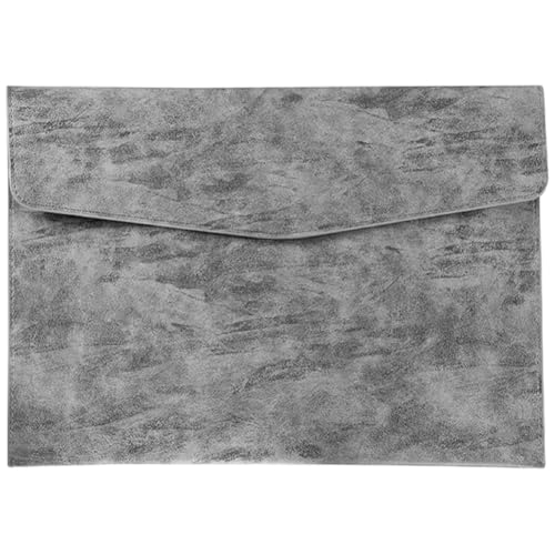 A4 PU Leather File Holder Document Folder Portfolio Filing Envelope Oragnizer Thin Waterproof Pocket Letter Receipt Storage Case with Snap Closure for Contract Stationery Tablet(Blue) - color: Gray Texture