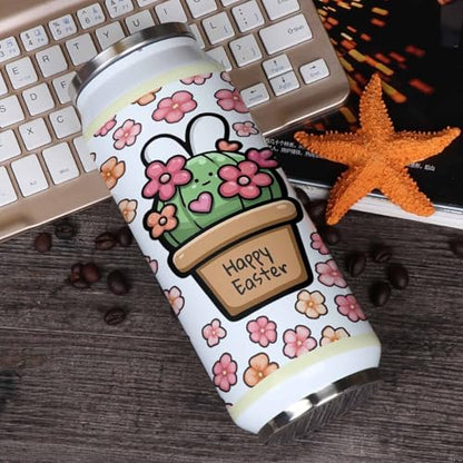 Easter 10oz Stainless Steel Tumbler with Lid & Straw-Double Wall Vacuum Insulated Travel Mug Rabbits Spring Flower Pink Water Bottle Coffee Beverage Drinks Cup - size: 10 Ounces