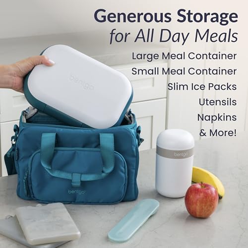Bentgo Insulated Lunch Bag – Extra-Large Capacity Adult Lunch Bag with Shoulder Strap and External Storage Compartment, Durable, Lightweight, Ideal for Work, School, & Meals On the Go (Deep Teal) - color: Deep Teal