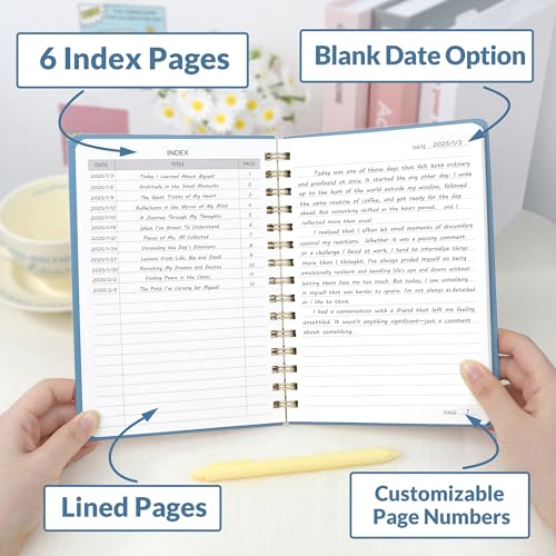 SUNEE Journaling Notebooks, A5 Lined Spiral Notebook for Women, 146 Pages College Ruled Hardcover Notebook for Work, Note Taking, Journaling and Office School Supplies, A5 - Haze Blue - color: Haze Blue