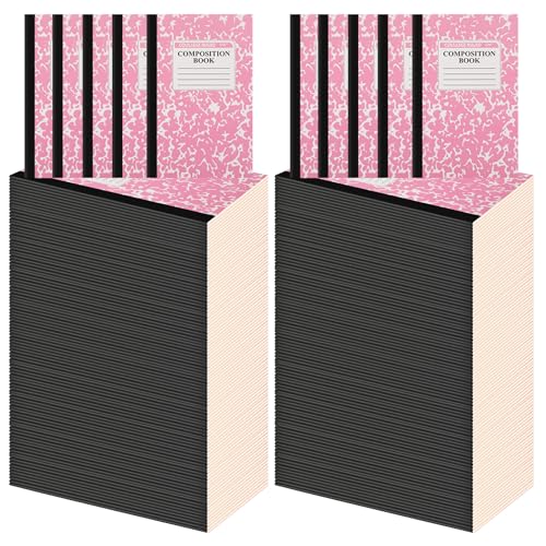 Fainne 100 Pack A5 Composition Notebooks Bulk College Ruled Composition Notebooks Marble Covers Notebook for Student Classroom Office Supplies 30 Sheet/60 Page(Pink) - color: Pink