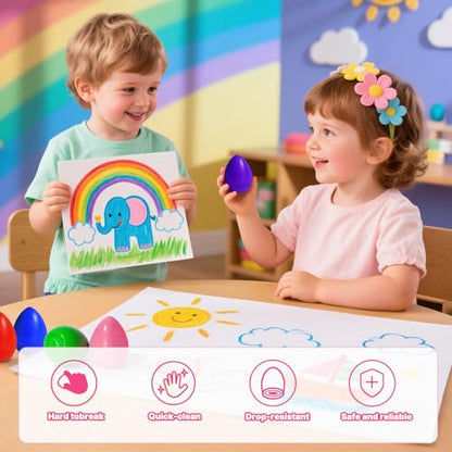 16 Colors Egg Crayons for Toddlers 1-3, Jumbo Crayons Washable Baby crayon with Anti-Roll Flat Bottom & Fruit Patterns, Non-Toxic Art Supplies Gift - color: 16 Colors