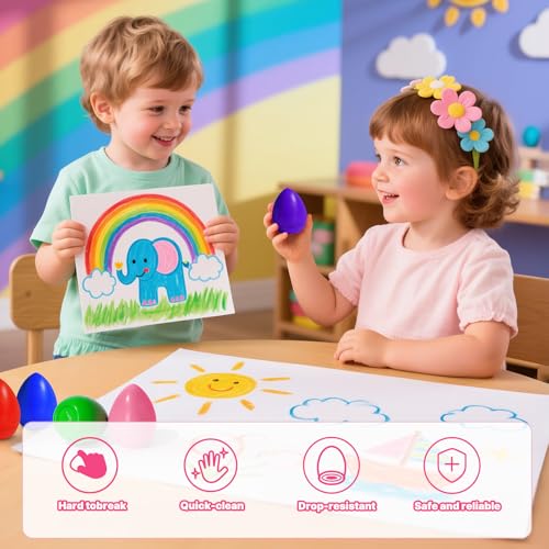 16 Colors Egg Crayons for Toddlers 1-3, Jumbo Crayons Washable Baby crayon with Anti-Roll Flat Bottom & Fruit Patterns, Non-Toxic Art Supplies Gift - color: 16 Colors