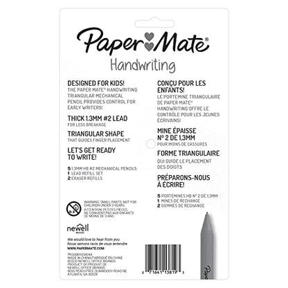 Paper Mate Handwriting Triangular Mechanical Pencil Set with Lead & Eraser Refills, 1.3mm, School Supplies, Office Supplies, Sketching Pencils, Drafting Pencil, Fun Barrel Colors, 8 Count (Pack of 2) - size: 10 count