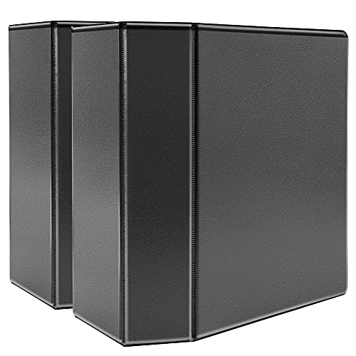 Amazon Basics 5 inch Heavy Duty D-Ring 3 Ring Binder, Customizable View Cover, Extra Durable, Black, 2-Pack - size: 2-Pack, style: 5-inch