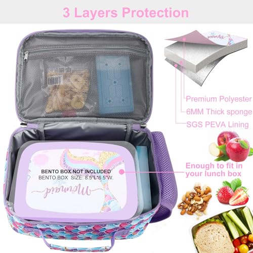 RHCPFOVR Kids Lunch Bag - Insulated Lunch Box for Boys Girls,Washable Lunch Bag and Reusable Toddler Leak-proof Lunchbox for School and Daycare - color: Blue Mermaid