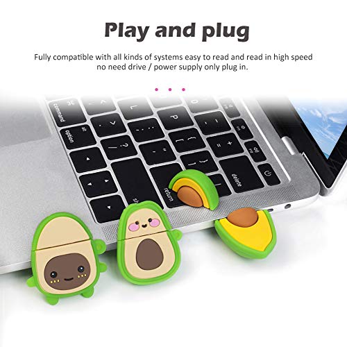 Cute USB Flash Drive 32GB, 3 Pack Fruit Design Avocado Silicone USB 2.0 Thumb Drive Computer Memory Stick Pen Drive Flash Disk Jump Drive Gift Set - color: 3-Pieces Avocado, size: 32GB
