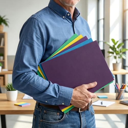 SUNEE Two Pocket Folders, 25 Pack File Folders with Business Card Slot, Textured Paper, Fit Letter Size Paper, Paper File Folder for School Office Home Business, Burgundy - color: Burgundy