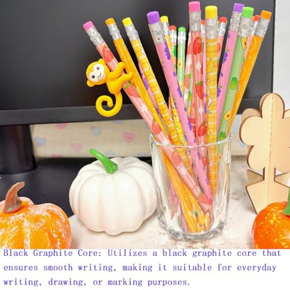 72PCS Corlorful Wooden cased Pencils for Kids with Erasers, Wood Wedding Golf for School,Drawing,Gift (72PCS) (Fruit, 72) - style: Fruit