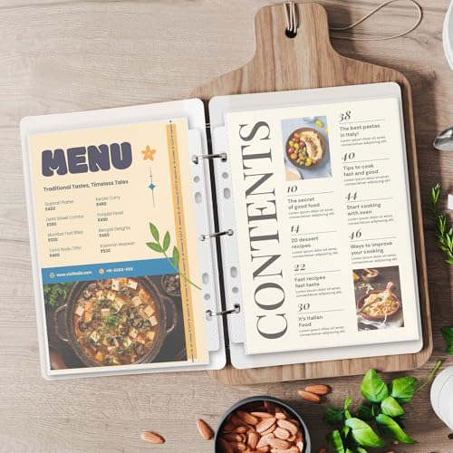 30Pcs A5 Binder Sleeves A5 6 Ring Clear Plastic Paper Sleeve A5-Binder 6 Ring Sheet Protector 6.22x8.77 Sheet Protectors Double-Sided Photo Sleeves for Photo Paper Report