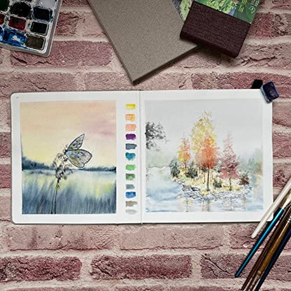 tumuarta Square Watercolor Journal, 8.25x8.25”, 140 LB, 300 GSM, 25% Cotton, Cold Press, 24 Sheets, 48 Pages, Watercolor Paper Sketchbooks for Use As Travel Mixed Media Pads On The Go - color: Brown