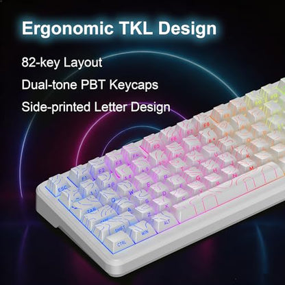 CORE V1 RGB Mechanical Keyboard, 82 Keys Tri-Mode Wireless - color: Contour White