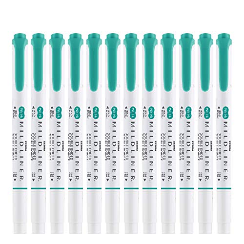 Zebra Pen Mildliner Dual-Tip Highlighters, Broad and Fine Tips, Ideal for Bible Highlighting, No Bleed, School Supplies, Teacher Supplies and Office Supplies, Mild Summer Green Ink, 12-Pack (78440upc) - color: Summer Green