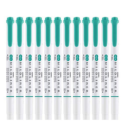 Zebra Pen Mildliner Dual-Tip Highlighters, Broad and Fine Tips, Ideal for Bible Highlighting, No Bleed, School Supplies, Teacher Supplies and Office Supplies, Mild Summer Green Ink, 12-Pack (78440upc) - color: Summer Green