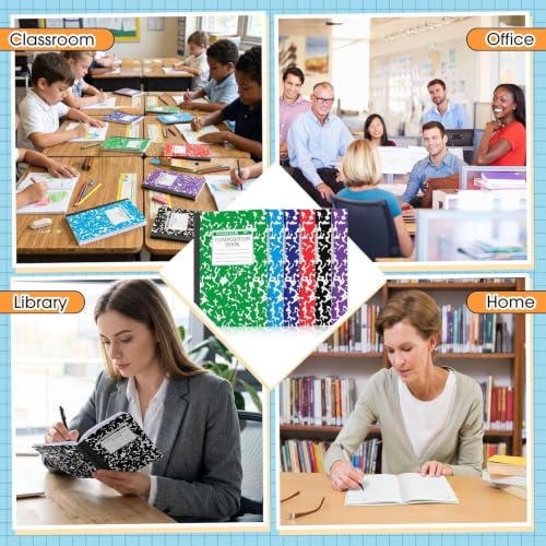 Fainne 60 Pack Composition Notebooks College Ruled A5 Composition Notebook Bulk Marble Notebooks 30 Sheets (60 Pages) for Student Journal Classroom Office School Supplies(6 Color) - color: 6 Color