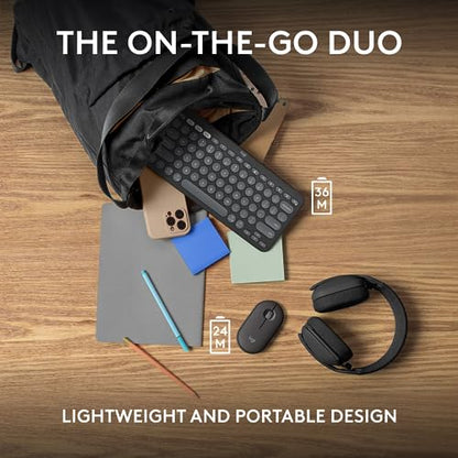 Logitech Pebble 2 Combo Wireless Keyboard and Mouse, Portable - Black | Quiet, portable, customizable, Logi Bolt, Easy-Switch, compatible with macOS, iPadOS, and Chrome - color: Black