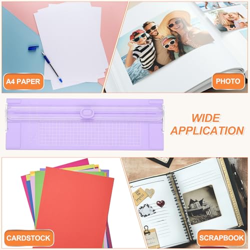 Generic Paper Cutter Trimmer, A4 Straight Small Portable Paper Slide Paper Slicer with Safe-Guard for Craft Cardstock Label Card, Scrapbook Photo, Purple