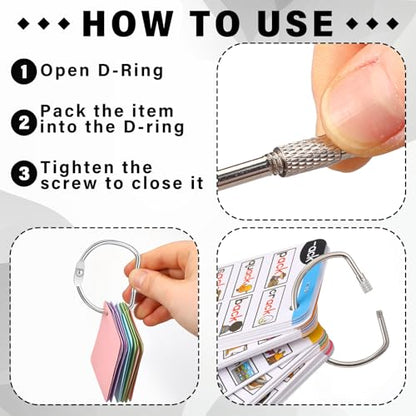 Dunzoom 8 Pack 2 Inch Loose Leaf Binder Rings Metal D-Shaped Rings with Nickel Plated Steel for Index Cards Keychain Washi Tape Receipts Memos Files DIY Photos Craft Supplies - size: 2 Inch