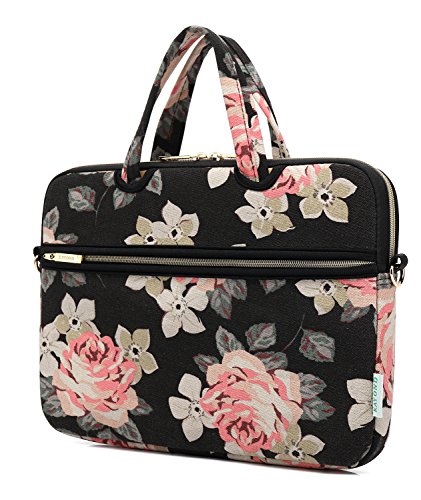 kayond Black Rose Patten water-resistant Laptop Shoulder Messenger Bag Case Sleeve for 15 Inch 15.6 Inch Laptop,Laptop Briefcase - color: Black Rose, size: 15-15.6 inch