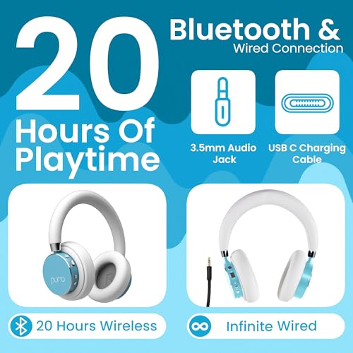 Puro Sound Labs Kids Wireless Headphones – Volume-Limiting 85dB, Built-In Mic, Studio-Grade Sound, 20-Hour Battery Life, Comfortable Fit & Easy to Connect Kids Bluetooth Headphones – BT2200 Plus, Teal - color: Teal