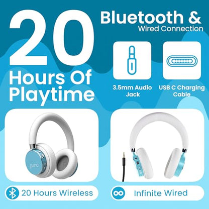 Puro Sound Labs Kids Wireless Headphones – Volume-Limiting 85dB, Built-In Mic, Studio-Grade Sound, 20-Hour Battery Life, Comfortable Fit & Easy to Connect Kids Bluetooth Headphones – BT2200 Plus, Teal - color: Teal