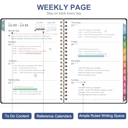 VALOME Planner 2026-2027, Weekly and Monthly Planner, JUL 2026 - JUN 2027 | Letter Size(8.5" x 11"), Hardcover, Agenda Book, Sprial Bound, Inner Pocket, Office and School Use - color: Black, size: 8.5"x11"(Jul 2026-Jun 2027)