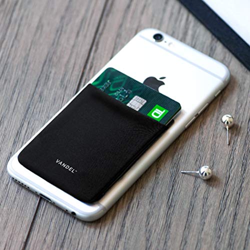 VANDEL Pocket – Stick-On Fabric Phone Wallet Stick On for Women, Cute Credit Card Holder for Phone Case, Back of Phone Fabric Sleeve for iPhone Pocket, Stretchy Wallet Phone Case - color: Midnight