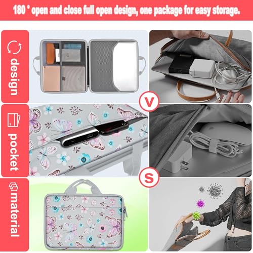 Hseok Laptop Case 13.3-14 Inch Sleeve,TSA Shockproof Computer Handbag,Compatible with MacBook Neo/Pro 14 M5/M4/M3/M2/M1,All Models 13.3" MacBook Air/Pro,XPS 13/14,Most 13-14 Notebooks,Butterfly - color: Butterfly