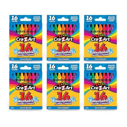 Cra-Z-Art Bulk Crayons, 6 Packs of 16 Count Washable Jumbo Crayons, School Supplies, Classroom Supplies, Teacher Bulk Pack - size: 16 Count (Pack of 6)