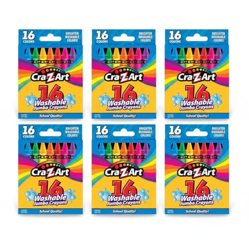 Cra-Z-Art Bulk Crayons, 6 Packs of 16 Count Washable Jumbo Crayons, School Supplies, Classroom Supplies, Teacher Bulk Pack - size: 16 Count (Pack of 6)