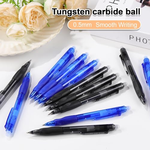 USUAL Retractable Erasable Pens 12 Blue Erasable Gel Pen 0.5mm Erasable Gel Pens Black Make Mistakes Disappear Smooth Writing Pen Office Back-to-School Supplies (Blue) - color: 12 Blue