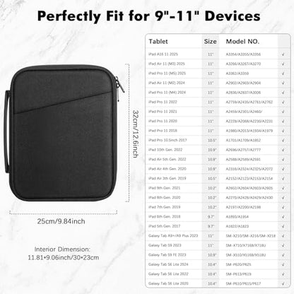 MoKo 9-11 Inch Padded Tablet Sleeve Protective Carrying Case for 11" iPad Air M4 2026, iPad A16/Pro 11 M5, i-Pad 10th/Air 5/4th 10.9, iPad9/8. 10.2, Tab S8/S9 11, Tablet Bag with Handle, Black - color: Black, size: 9-11 Inch