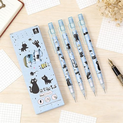 4 Pcs Cat Mechanical Pencils Cute 0.5mm Mechanical Pencil Kawaii Pencils School Pencil for Students Women Office School Suppies
