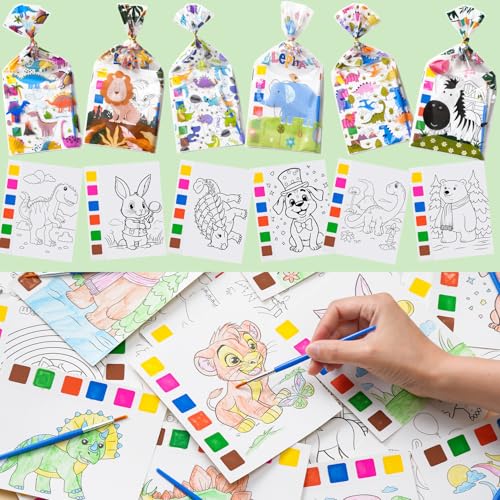 Rotu Party Favors for Kids 4-8, 15 Pack Goodie Bags Stuffers for Kids Paint with Water Coloring Books for Ages 8-12 Watercolor Painting Set Birthday Gifts Classroom Prizes, 106Pcs - size: 15 Packs