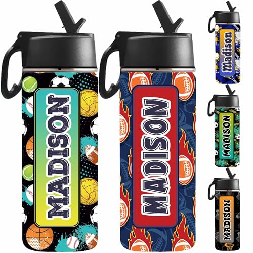 Custom Water Bottles with Name, Customized Sporty Water Bottle Stainless Steel Insulated Cup Customized Gifts for Kids - color: Color_02