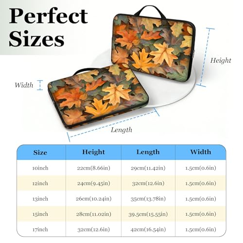 11.6 12 12.2 12.3 inch Laptop Sleeve with Handle, Autumn Maple Leaves Water‑Resistant Tabet Carrying Case for MacBook Air 12/Chromebook/HP/Dell/Lenovo/Asus/Acer - color: Autumn Maple Leaves, size: 11-12.3 inch Devices