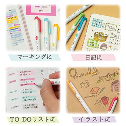 ZEBRA WKT7-5C-N Highlighter, Mildliner, Faint Fluorescent Colors, 5 Colors