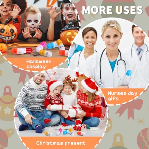 Novelty Nurse Pharmacy Pill Pens - Retractable Vitamin Capsule Pens for Nurses Week, Office & Valentine Day Gifts, Bulk Novelty Supplies & Stocking Stuffers for Adults (40)