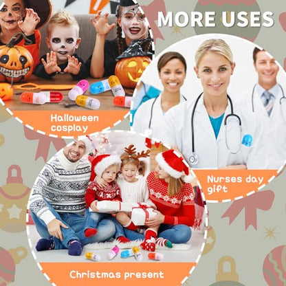 Novelty Nurse Pharmacy Pill Pens - Retractable Vitamin Capsule Pens for Nurses Week, Office & Valentine Day Gifts, Bulk Novelty Supplies & Stocking Stuffers for Adults (40)