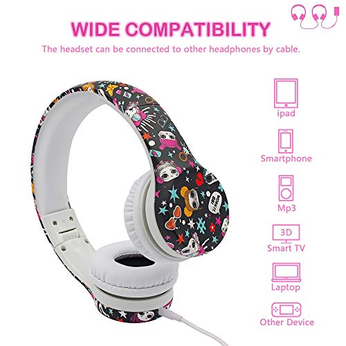 Girls Headphones for Kids,Toddler Kid Headphones with mic & Audio Sharing Port+ Volume Limited,Boys Girls Baby Children Toddlers School use（(Girls Headphones) - color: multi colour