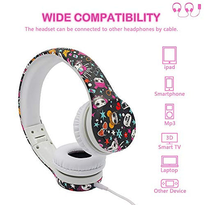 Girls Headphones for Kids,Toddler Kid Headphones with mic & Audio Sharing Port+ Volume Limited,Boys Girls Baby Children Toddlers School use（(Girls Headphones) - color: multi colour