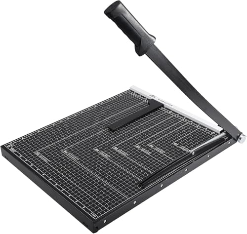 ISDIR Guillotine Paper Cutter 18" with Integrated Pressure Bar – Heavy Duty Metal Base, 15 sheet Capacity, Magnetic Guide & Safety Guard – Precision Trimmer for Cardstock, Crafts, DIY, Photos & Office - color: 18"black