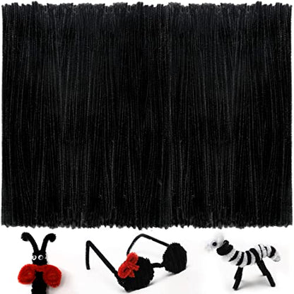 Iooleem 200pcs Black Pipe Cleaners, Chenille Stems, Pipe Cleaners for Crafts, Pipe Cleaner Crafts, Art and Craft Supplies. - color: Black, size: Small Pack