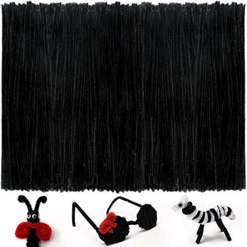 Iooleem 200pcs Black Pipe Cleaners, Chenille Stems, Pipe Cleaners for Crafts, Pipe Cleaner Crafts, Art and Craft Supplies. - color: Black, size: Small Pack